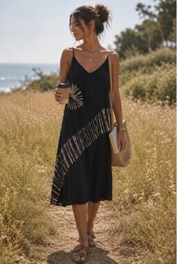 Tie Dye Gauzy Eclectic Unbranded Women's Maxi Dress Back Tie Cotton Coastal